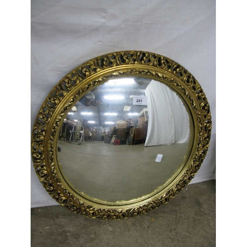 241 - Group of three gilt framed mirrors to comprise: ornate oval gilt framed mirror - 37cm x 57cm, convex... 