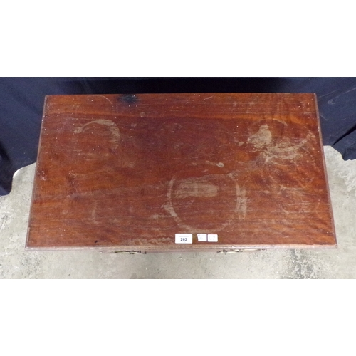262 - Mahogany chest of four long graduated drawers with brass handles, standing on bracket feet - 72cm x ... 