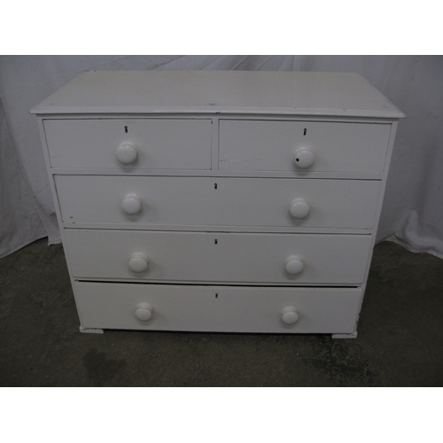 271 - Painted chest of two short over three long graduated drawers, standing on block supports - 100cm x 4... 