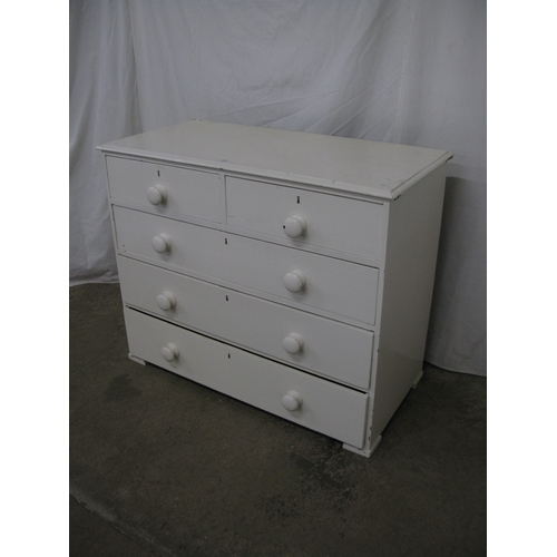 271 - Painted chest of two short over three long graduated drawers, standing on block supports - 100cm x 4... 