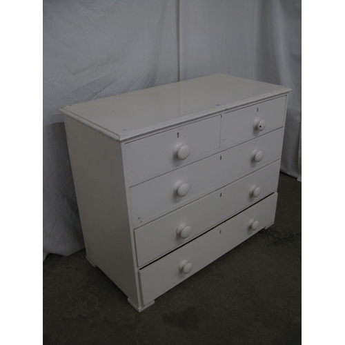 271 - Painted chest of two short over three long graduated drawers, standing on block supports - 100cm x 4... 