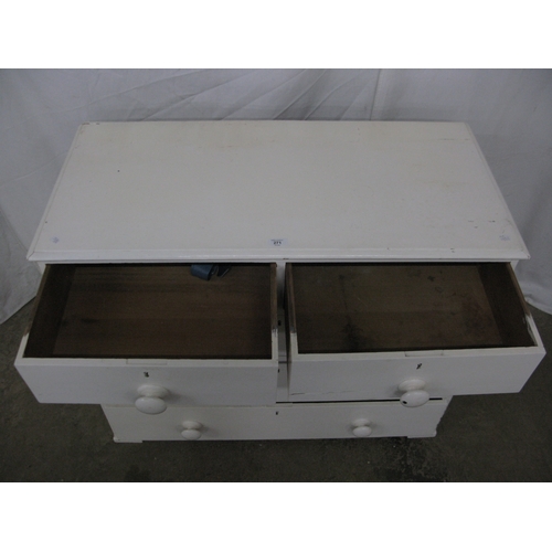 271 - Painted chest of two short over three long graduated drawers, standing on block supports - 100cm x 4... 