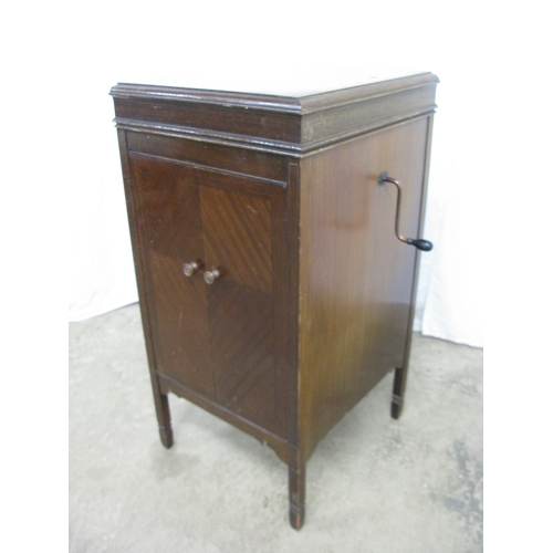 294 - His Master's Voice mahogany floor standing gramophone cabinet having a hinged lift top lid opening t... 