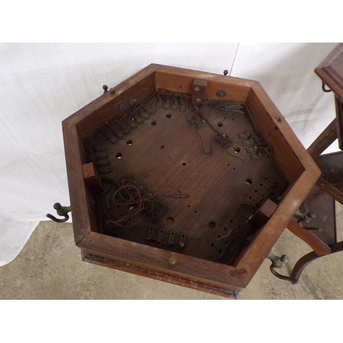 Two oak tri-leg hexagonal Circular Telephone/Electrophone tables ...