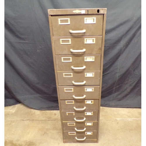 Art metal index card file drawers having nine drawers each with space ...