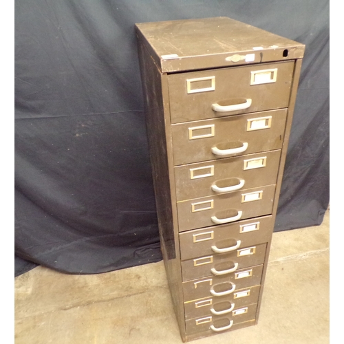 Art metal index card file drawers having nine drawers each with space ...