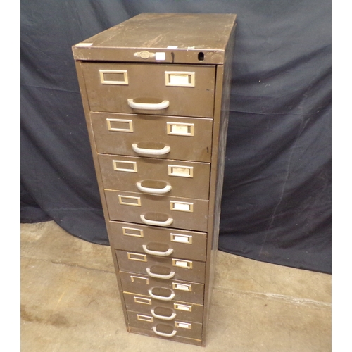 Art metal index card file drawers having nine drawers each with space ...