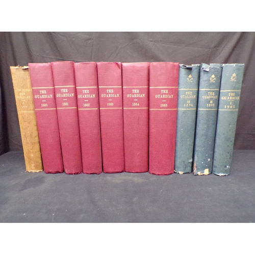 86 - Ten volumes of The Guardian Yearbooks for the years 1860, 1861, 1862, 1863, 1864, 1865, 1879 Part 2,... 