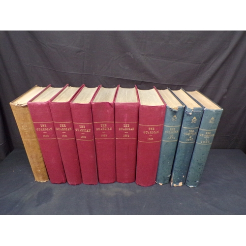 86 - Ten volumes of The Guardian Yearbooks for the years 1860, 1861, 1862, 1863, 1864, 1865, 1879 Part 2,... 