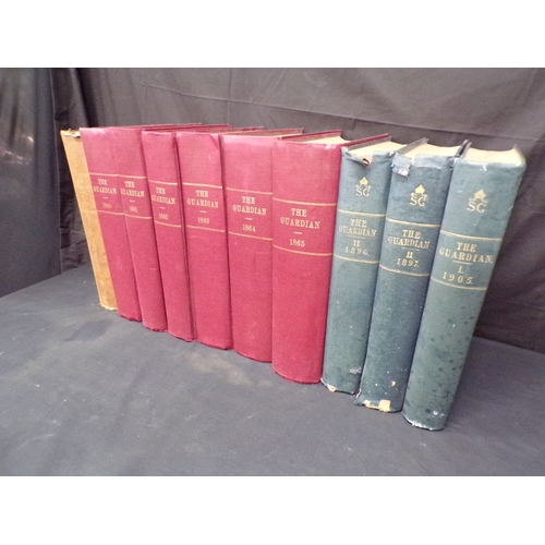 86 - Ten volumes of The Guardian Yearbooks for the years 1860, 1861, 1862, 1863, 1864, 1865, 1879 Part 2,... 