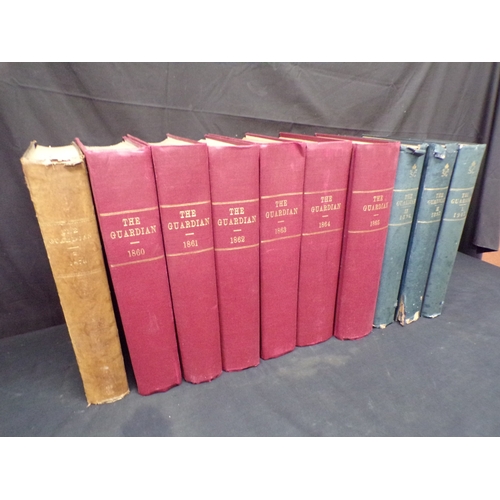 86 - Ten volumes of The Guardian Yearbooks for the years 1860, 1861, 1862, 1863, 1864, 1865, 1879 Part 2,... 