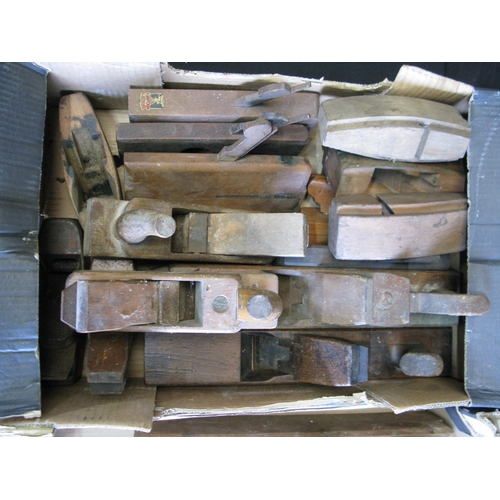 107 - Two boxes of assorted wooden planes