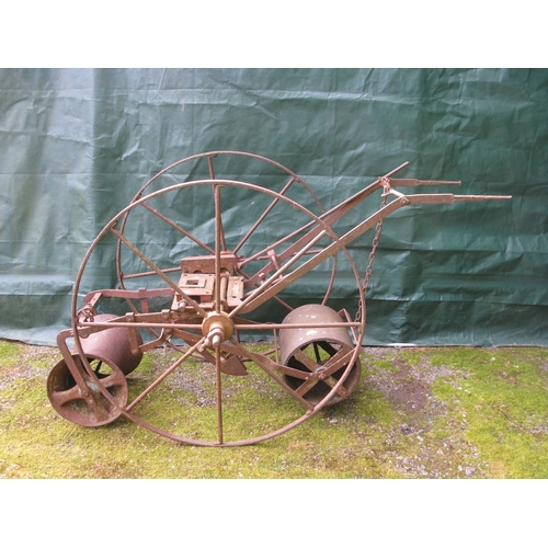 79 - TH Ellacott iron horsedrawn seed drill - 150cm x 78cm x 96cm tall