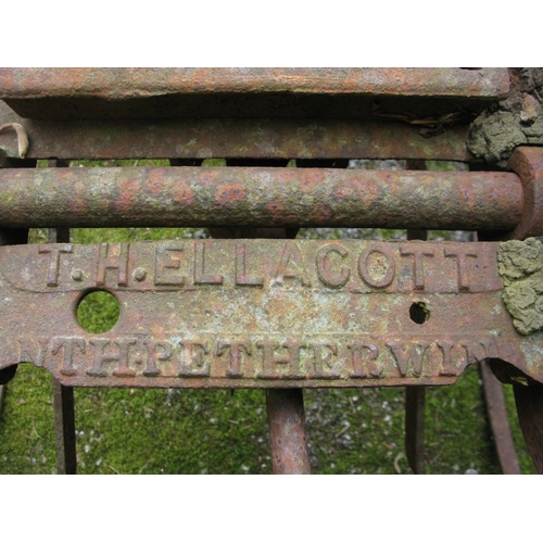 79 - TH Ellacott iron horsedrawn seed drill - 150cm x 78cm x 96cm tall