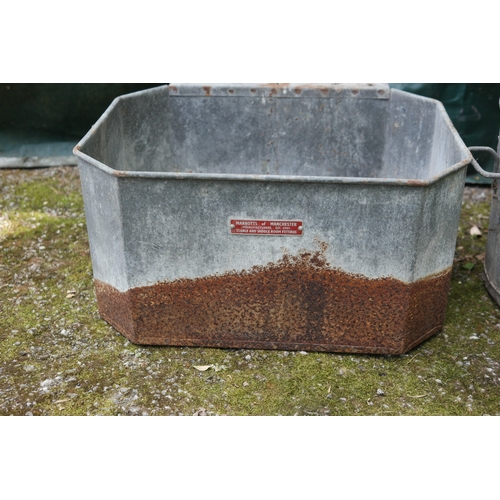 99 - Quantity of galvanised items to include: buckets, watering can, feed trough and rain hopper etc