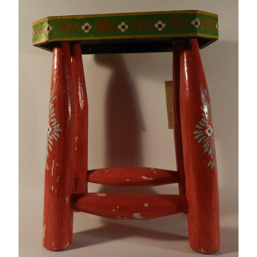 103 - Small coloured stool possibly India apx 38cm height