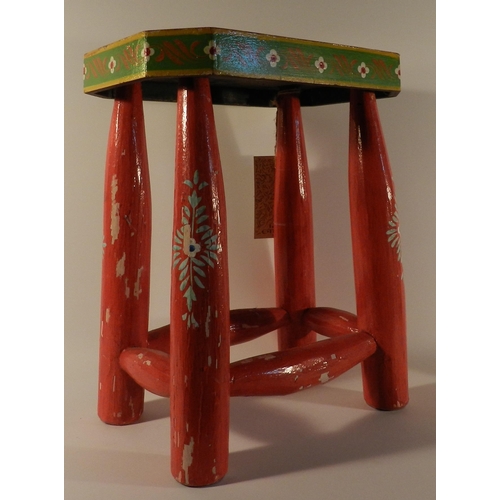 103 - Small coloured stool possibly India apx 38cm height