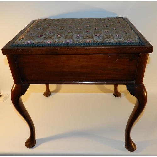 107 - Edwardian storage stool , piano stool, apx 51cm height