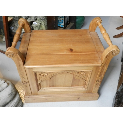 115 - Gothic hall sitting stool storage, pine , seat height apx 48cm