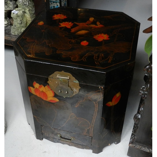 125 - Chinese side table ,chest, trunk with a draw  apx 56cm height, 55x55cm