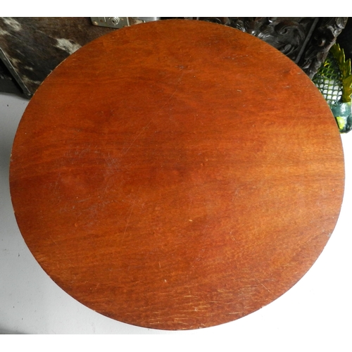 131 - Art deco wooden table with a pillar in the middle apx 57cm height, diameter 46cm