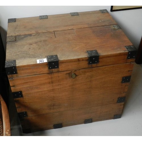 133 - Large wooden chest , very heavy, apx 61cm height, 70x51cm