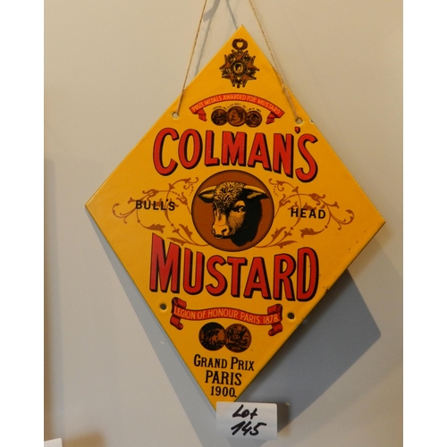 145 - Colmans Mustard enamel sign , apx 34x25cm