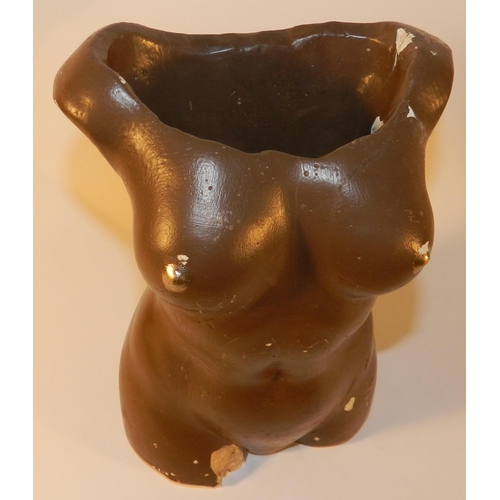 148 - Stone Vase in Body shape , very heavy , brown colour , apx 27cm