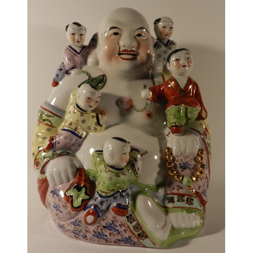 156 - Large happy Budha, porcelain apx 32cm height