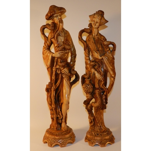 158 - Pair of Chinese statues ( resin )  apx 49cm height