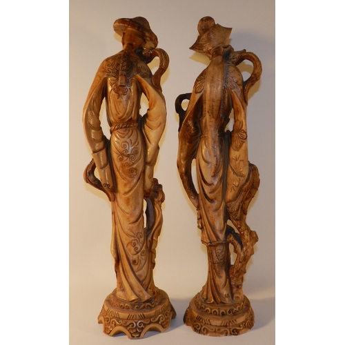 158 - Pair of Chinese statues ( resin )  apx 49cm height