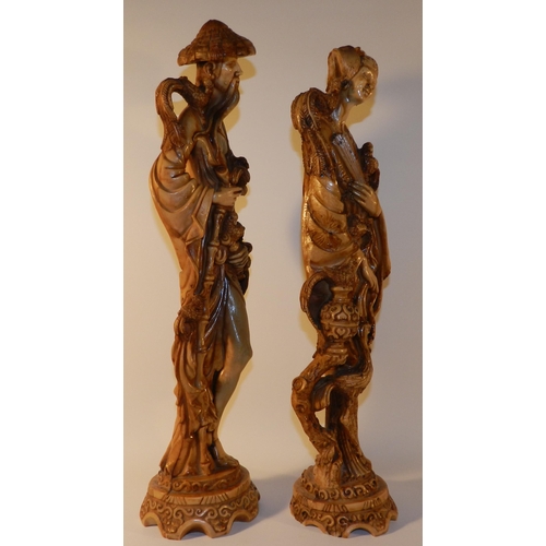 158 - Pair of Chinese statues ( resin )  apx 49cm height