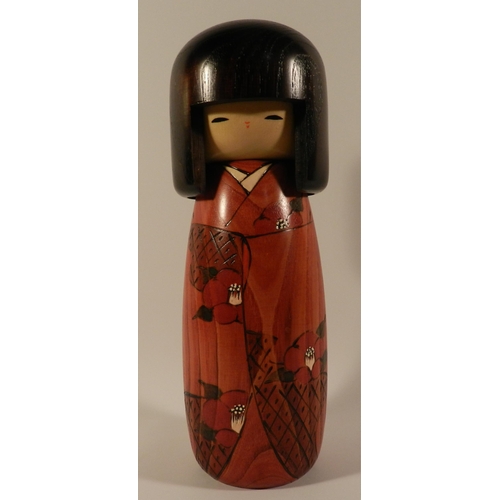 165 - Japanese Sosaka Kokeshi doll, signed, usa buro, mint condition, apx 27cm height