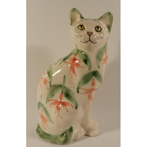 167 - Cat statue, flowers pattern, apx 32cm height