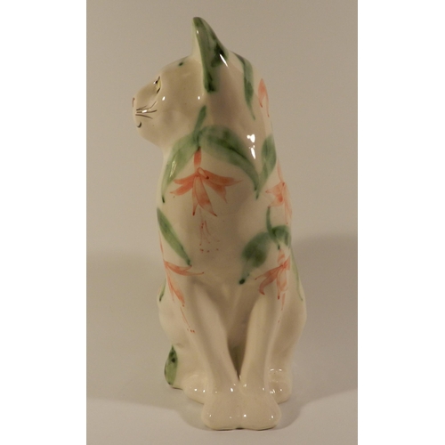 167 - Cat statue, flowers pattern, apx 32cm height