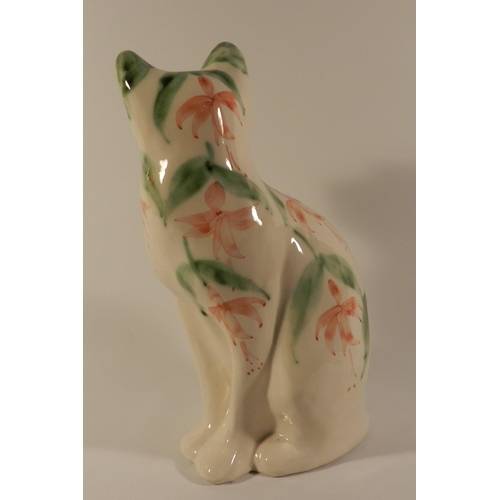 167 - Cat statue, flowers pattern, apx 32cm height