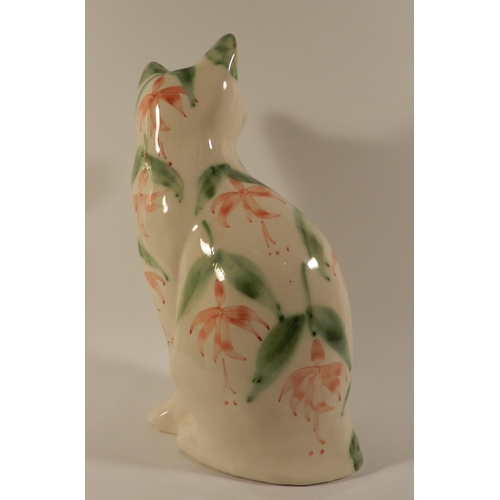 167 - Cat statue, flowers pattern, apx 32cm height