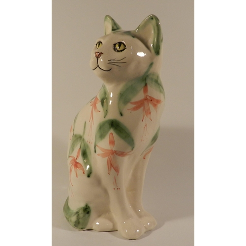 167 - Cat statue, flowers pattern, apx 32cm height