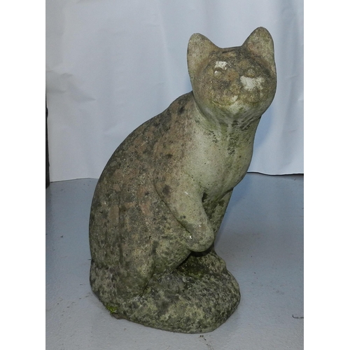 176 - Garden Weathered Cat 1950 , curious cat, apx 41cm height