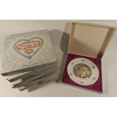 194 - Royal Dulton valentines Plates , eight in total, boxed, with certificates, years- 1976,77,79,80,81,8... 