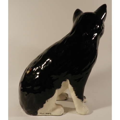 195 - Life size Black and white porcelain Cat statue apx 32cm height