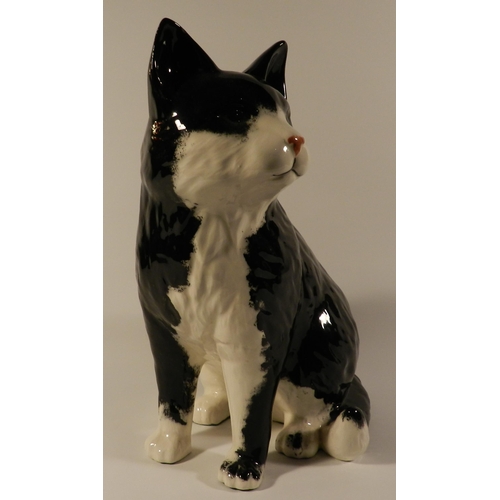 195 - Life size Black and white porcelain Cat statue apx 32cm height