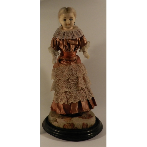 209 - Vintage Germany doll in Glass Dome apx 51cm height