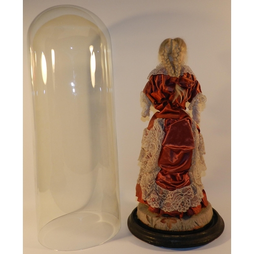 209 - Vintage Germany doll in Glass Dome apx 51cm height