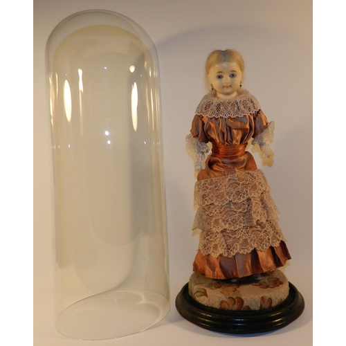 209 - Vintage Germany doll in Glass Dome apx 51cm height