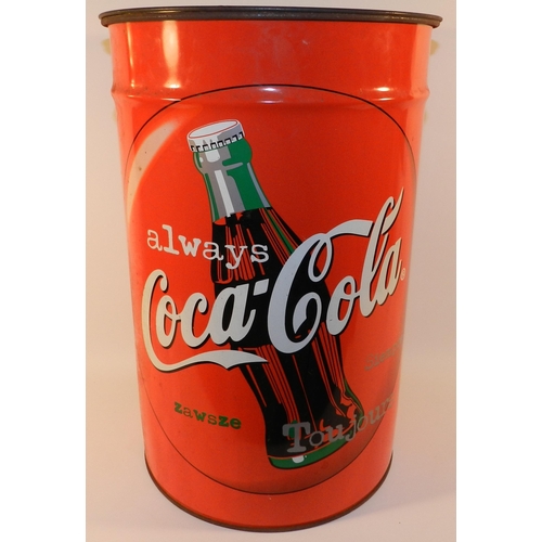 222 - Coca Cola barrel , apx 45cm height & 31cm diameter