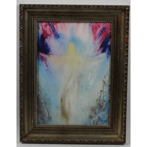 239 - Watercolour of Angel in golden frame,original