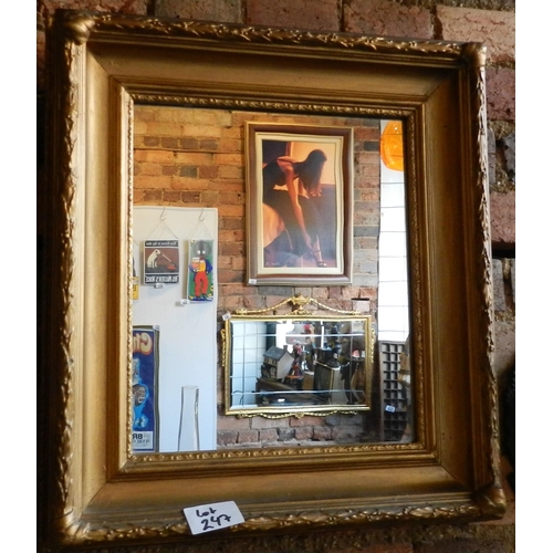 247 - Mirror in golden frame apx 51x43cm 