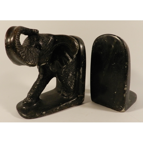 250 - Elephants book ends , stone, very heavy 