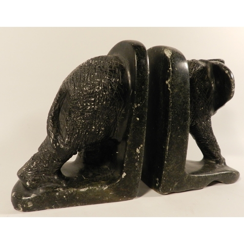 250 - Elephants book ends , stone, very heavy 